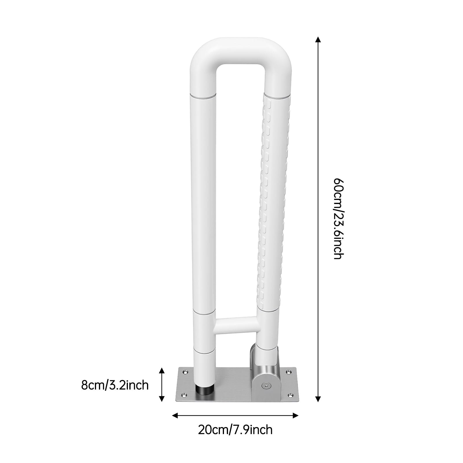 Asidero plegable para inodoro para personas mayores, con mango antideslizante, capacidad de carga 226,8 kg, color blanco