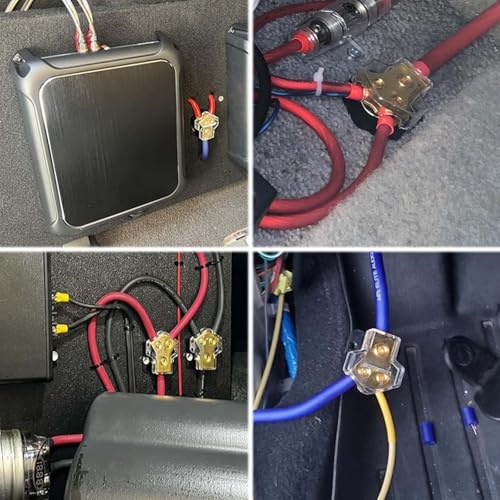 LNGJIN 1 x 0 GA Eingang + 2 x 4GA Ausgang Car Audio Stromverteilung,Car Audio Stromversorgung Verteilung,Ground Verteilerblock,Power Distribution Block,geeignet für die Audioverkabelung im Auto