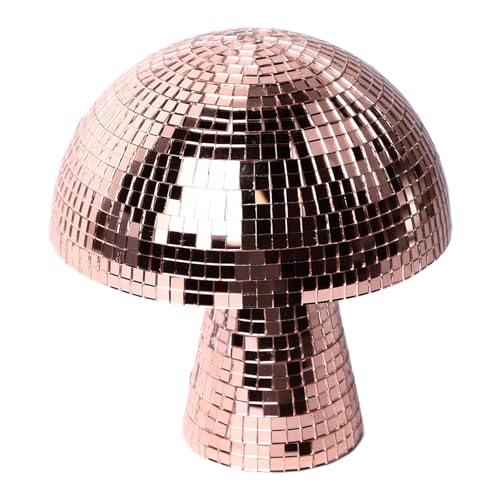 Bola de Discoteca con Forma de Hongo, Efectos Visuales Deslumbrantes, Plástico de Primera Calidad, Reflejos Coloridos, Ideal para Fiestas, Bodas (Oro rosa)