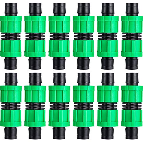 Hotop 12 Pieces Drip Irrigation Coupling, 1/2 Inch Universal Connector Drip Tubing Fittings, Compatible with Most 16-17 mm Drip Tape AG Tubing Drip or Sprinkler Systems