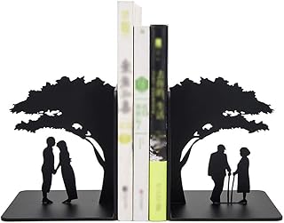 Podpórki do książek Kutego żelaza Bookend Romantyczna para i Dekoracja drzewa Nonskid Bookends Art Bookend 1 parę (czarny) Podpórki dekoracyjne (Color : A)