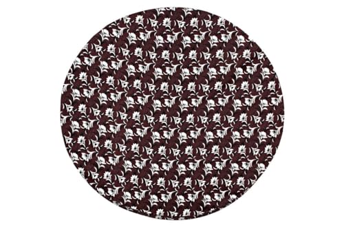 Image of The Furnishing Tree Round Elastic Fitted Center Tpoy Table Cover WxL 18x18 Inches Floral Pattern Brown