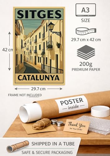 Póster vintage de Sitges para decorar tu salón con arte mediterráneo 2