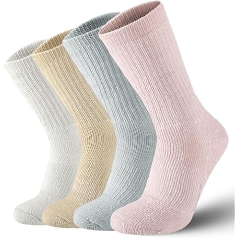 4 Pairs Wool Socks for Women Men- Warm Winter Cozy Merino Wool Socks, Thick Knit Thermal Hiking Socks Boot Socks Crew Socks for Men Women Cover