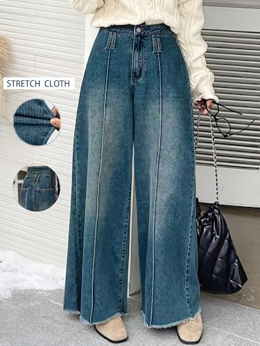 Plus Size 5XL Women's Denim Wide-Leg Trousers Flared Jeans mom Jeans Stretchy Fashion Jeans with raw hems2