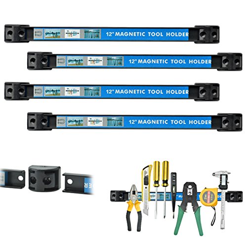 4 pieces 12 inches Magnetic Tool Bar black metal tool organizer for Garage&Workshop