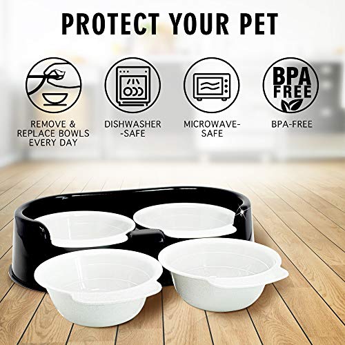 Rapid Brands Cali Pets Clean Feeder with Replacement Bowls | No-Mess Food Bowl for Cat & Small Dog | Dishwasher-Safe & BPA-Free