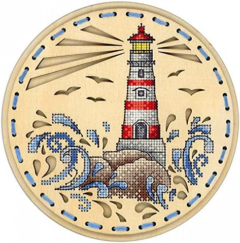 WizardiLighthouse Cross Stitch kit on Wood Base - Counted Cross-Stitch kit on The Plywood. MP Studia O-020