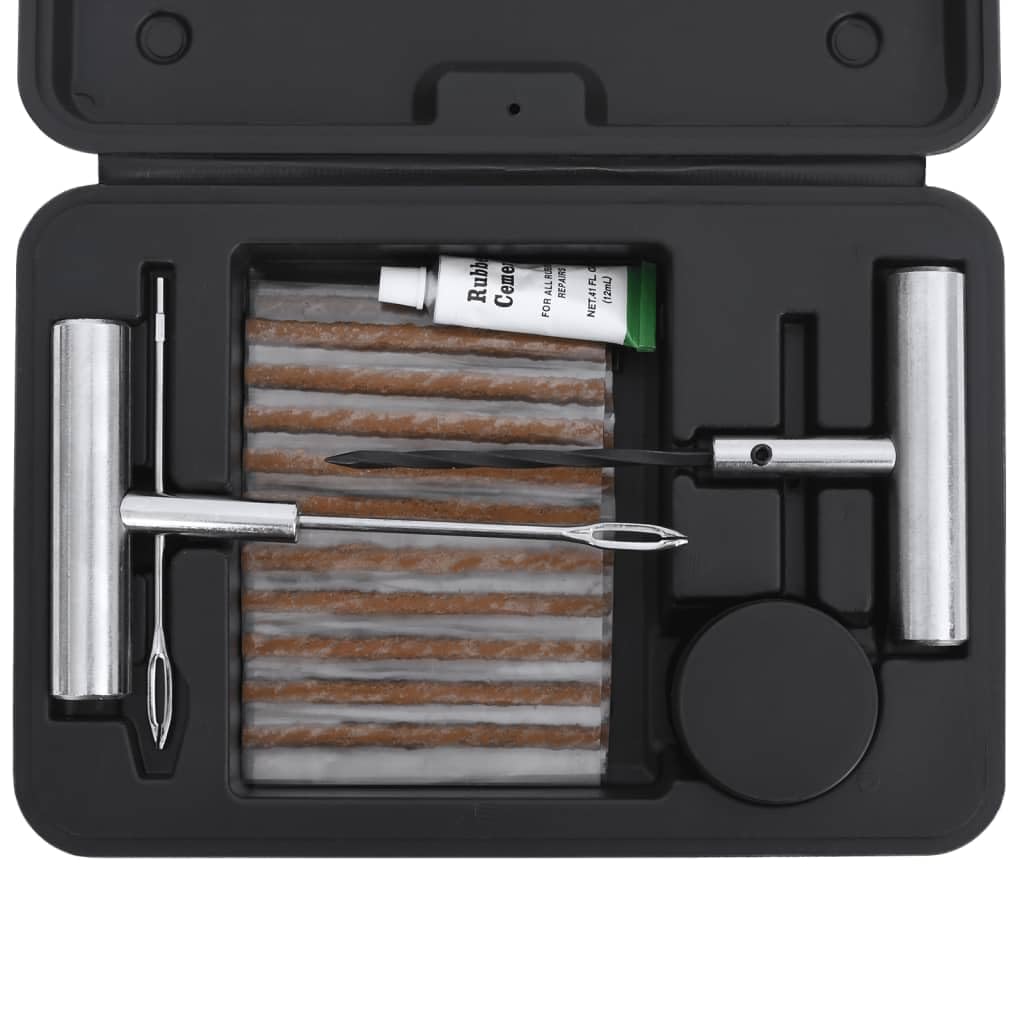 Kit de reparación de neumáticos de coche de 27 piezas con herramientas, tapones de neumáticos y caja de almacenamiento para coches, motos, camiones, SUV, tractores, asistencia en pinchazos