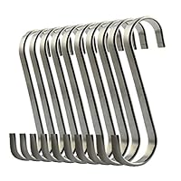 ilauke S Shaped Hooks, Stainless Steel S Hanging Hooks, Kitchen Hook Heavy-Duty Hangers for Bedroom and Office (10 Pack)