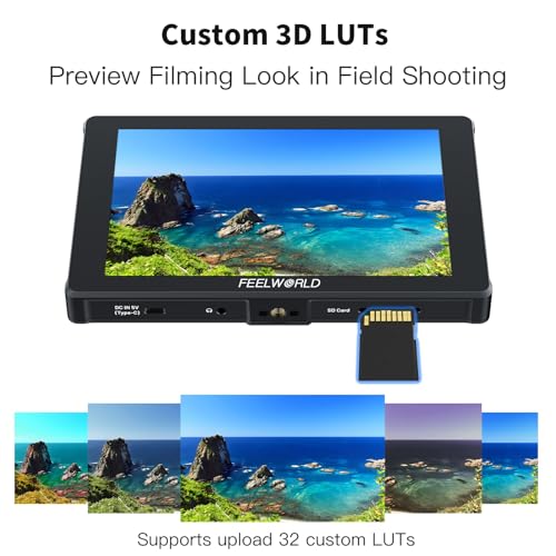Image of FEELWORLD F7 Plus 7 Inch 1200nit High Bright HDR Touch Screen (1920x1200 FHD), 4K HDMI 2.0 60Hz in /Out, 3D LUT Peaking Focus, 6600mAh Battery, Protective Case & F970 Install Kit for DSLR Camcorder