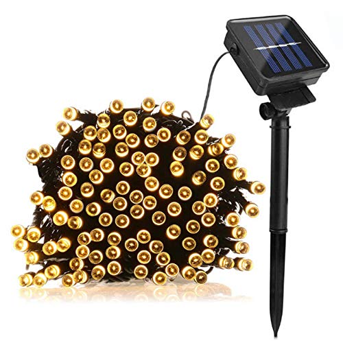 Lamker Guirnaldas Luminosas Solares Blanco Cálido 5M 50LED Exterior Impermeable Cadena de Luz 8 Modos Luces de Hadas para...