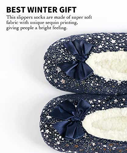Image of Keyela Women Cozy Warm Slipper Socks, Non Slip Gripper Indoor House Socks | Soft warm cozy fabric, gripper anti-slip bottom for bedroom, lounge and all indoor daily use