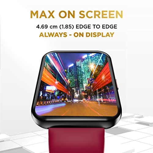 Image of GIZMORE Gizfit Blaze Max 1.85 inch IPS Display with 240 x 280 px | 450 NITS Brightness BT Calling Edge to Edge Display, Voice Assistance, Bluetooth Smartwatch (Burgundy)