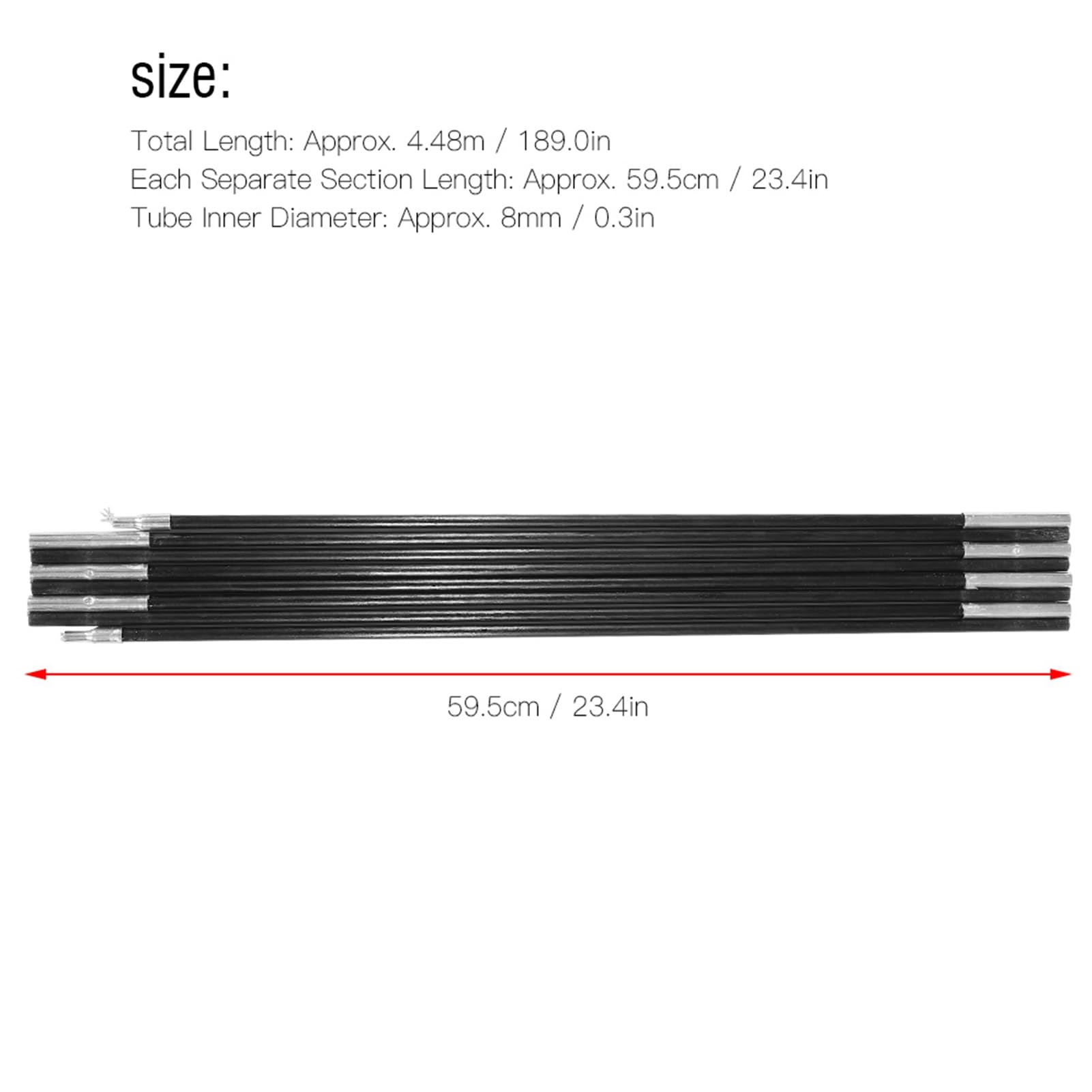 Tent Pole, 4.48m Fiberglass Multi Person Tent Pole Bars Awning Frames Kit for Camping Outdoor Activities Military and Rescue etc.