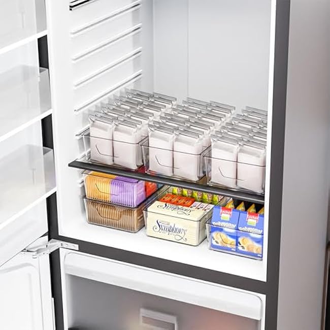 Stackable 6 Pack Snack Organizer for Pantry Shelf,Clear Pantry Organizers and Storage Bins for Fridge,Office,Cupboard,Plastic Pantry Snack Organizer For Breast Milk,Tea Bag,Food Storage Containers