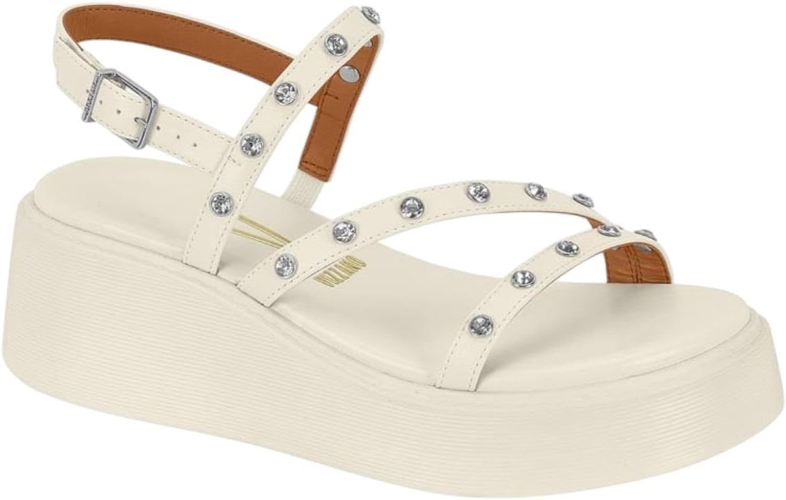 Vizzano, SANDÁLIA PAPETE FEMININA VIZZANO 6525.101 SOLADO PLATAFORMA 6 CM DE ALTURA Cor:Branco/Off;Tamanho:34