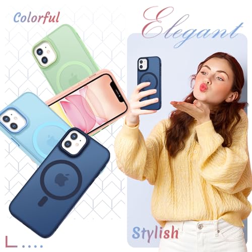 Image of YENAPOON for iPhone 12 Pro /iPhone 12 Case, Matte Magnetic Case, Navy Blue