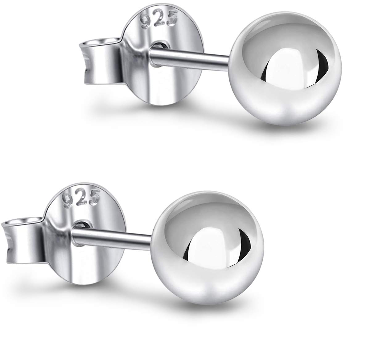 Savlano 925 Sterling Silver 18K Gold Plated Ball Stud Earrings For Women & Men