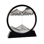 Arthink Moving Sand Art Picture in Motion Round Glass 3D Deep Sea Landscape, Dynamic Sand Art Sandscapes, Sensory Relaxing Desktop Table Decor Desk Decor Art Desk (12 inch, Black)