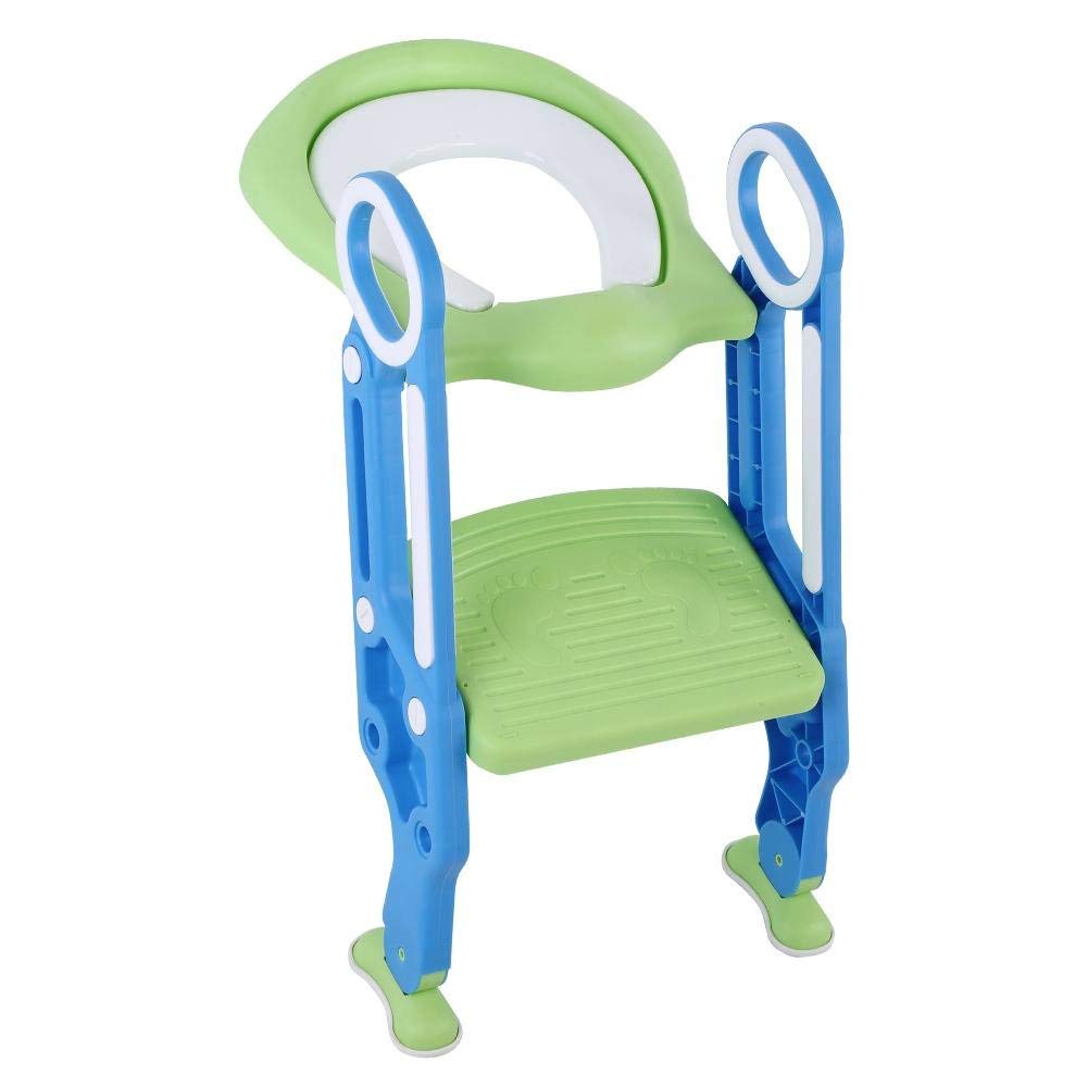 Adaptador WC Niños con Escalera, Asiento de inodoro para niños con orinal con escalera(Blau)