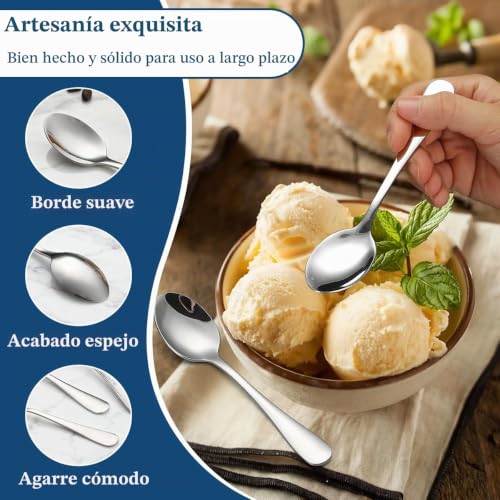 Miniatura 6 de Berglander Cucharillas De Café 24 Piezas De 14cm, Juego De Mini Cucharas De Acero Inoxidable Para Postre, Helado, Cubiertos De Metal Para El Hogar, Cocina, Restaurante, Café