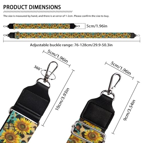 Image of Talayituse Sunflower Butterfly Leopard Print Shoulder Strap Wide Purse Bag Strap Adjustable Replacement Belt Luggage Crossbody Shoulder Bag Strap for Women Girls