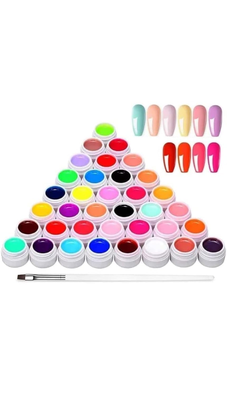 UV/LED GEL POLISH POT SET OF 36 COLOUR GELPOT WITH GEL BRUSH