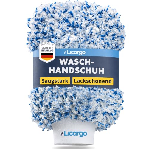 LICARGO Premium Mikrofaser Autowaschhandschuh - Ultra-Weich & Lackschonend - Extrem Saugstarker Waschhandschuh Auto für Kratzfreie Wäsche - Langlebig & Formstabil - Car Wash Mitt für Lack & Felgen