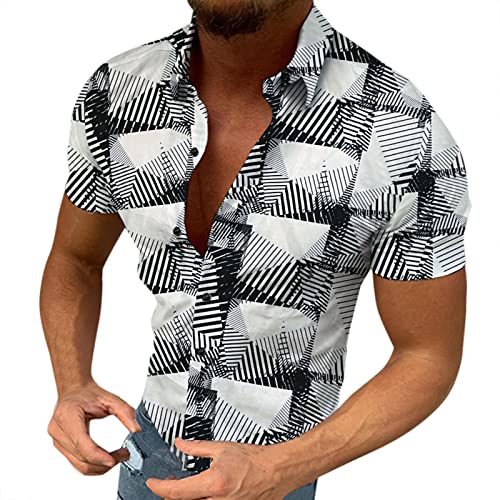 MYNKYLL Short aquático masculino primavera e verão lapela trespassado estampa completa férias na pra