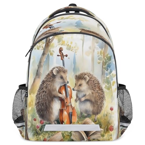 Watercolor Hedgehogs Guitar Backpack with Chest Strap Reflective Lightweight Travel Hiking Backpack for Men Women Waterproof Daypack Back Pack for Commute Camping2