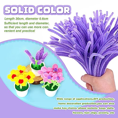 TOAOB 100pcs Purple Pipe Cleaners for Craft 30cm Long Chenille Stem 6mm Thick Fuzzy Sticks Craft Supplies for DIY Flowers Projects Home Decorations - Image 2