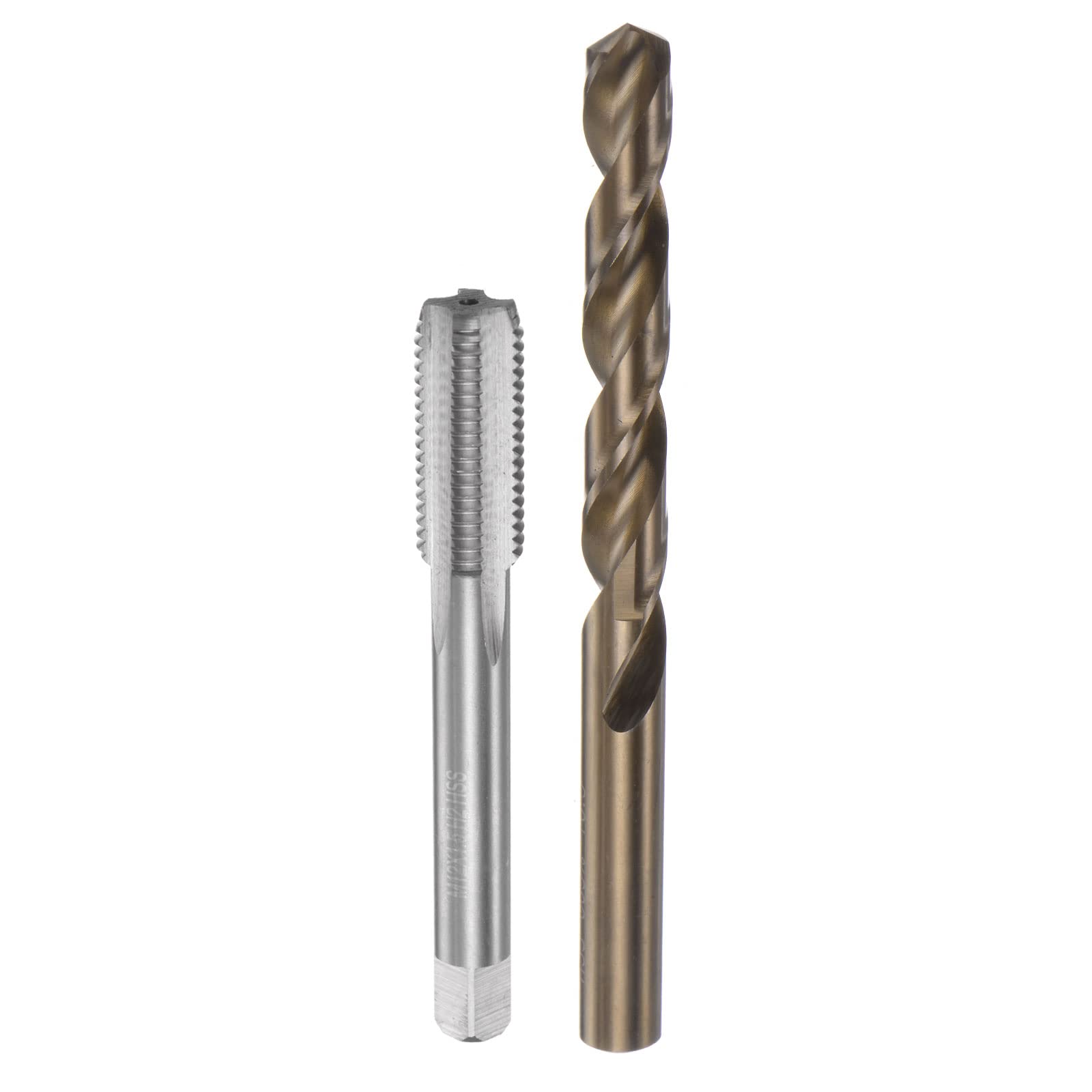 uxcell Tap & Bit Sets, M12 x 1.5 H2 Straight Flute Machine Thread Milling Tap, 10.5mm M35 Cobalt High Speed Steel (HSS-CO) Twist Drill Bit