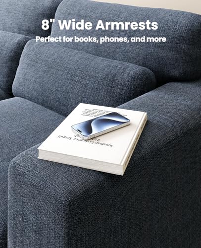 Image of Amada 40 inch Oversized Accent Sofa Chair, Modern Armchair with Deep Seat, Comfy Upholstered Large Reading Chair with Removable Washable Covers for Living Room & Bedroom Office, Blue