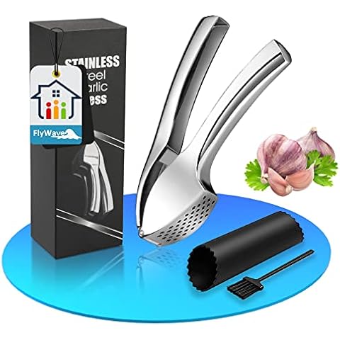 Knoblauchpresse, FlyWave Knoblauchpresse Spülmaschinenfest, Robust Strapazierfähig Garlic Press Edelstahl Cover