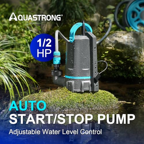 Image of Aquastrong 1 /2 HP Automatic Sump Pump, 3159 GPH Submersible Utility Water Pump, High Flow Water Removal Pump for Pool, Basement, Pond, Window Wells