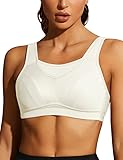 Wingslove Damen Sport BH ohne Bügel Nicht Gepolstert High Impact Bustier Halt Joggen BH Elfenbeinweiß,110F