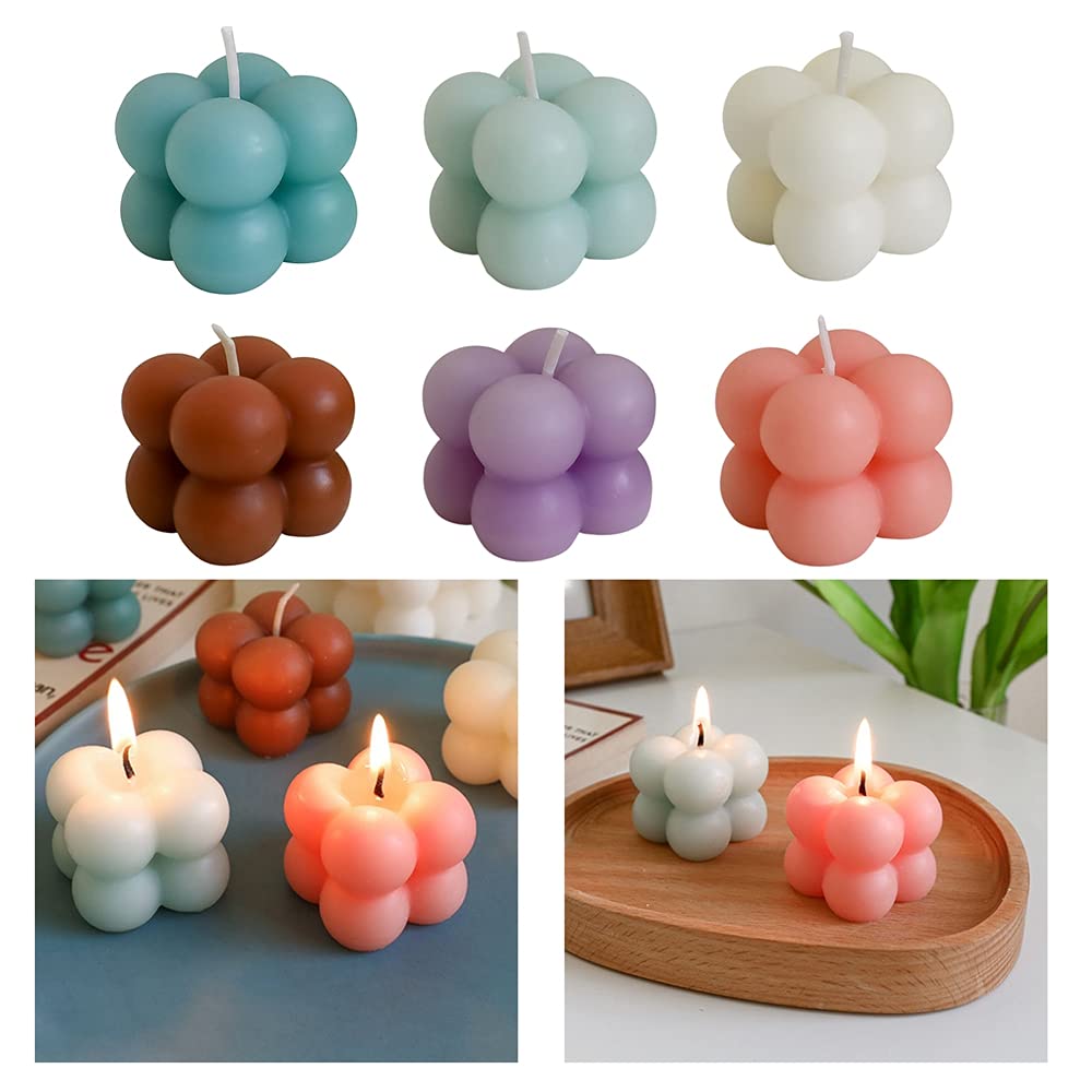 Candela in cera di soia profumata a forma di cubo, fatta a mano, decorazione danese dai colori pastello per la stanza, per aromaterapia, decorazione dalla forma elegante (a forma di cubo e