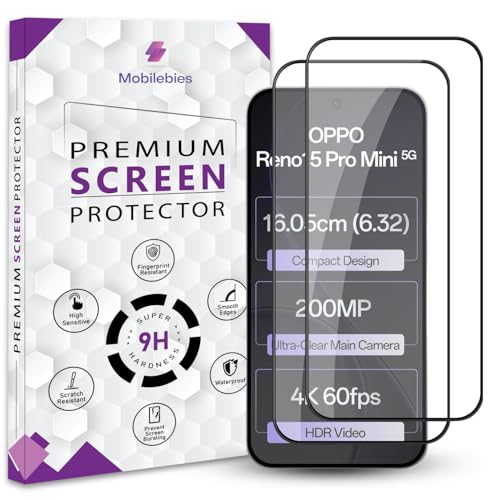 Image of Premium Tempered Glass Screen Protector Guard For Oppo Reno15 Pro Mini 5G (6.32 Inch, Pack of 2) | Edge to Edge Coverage With Easy to installation kit