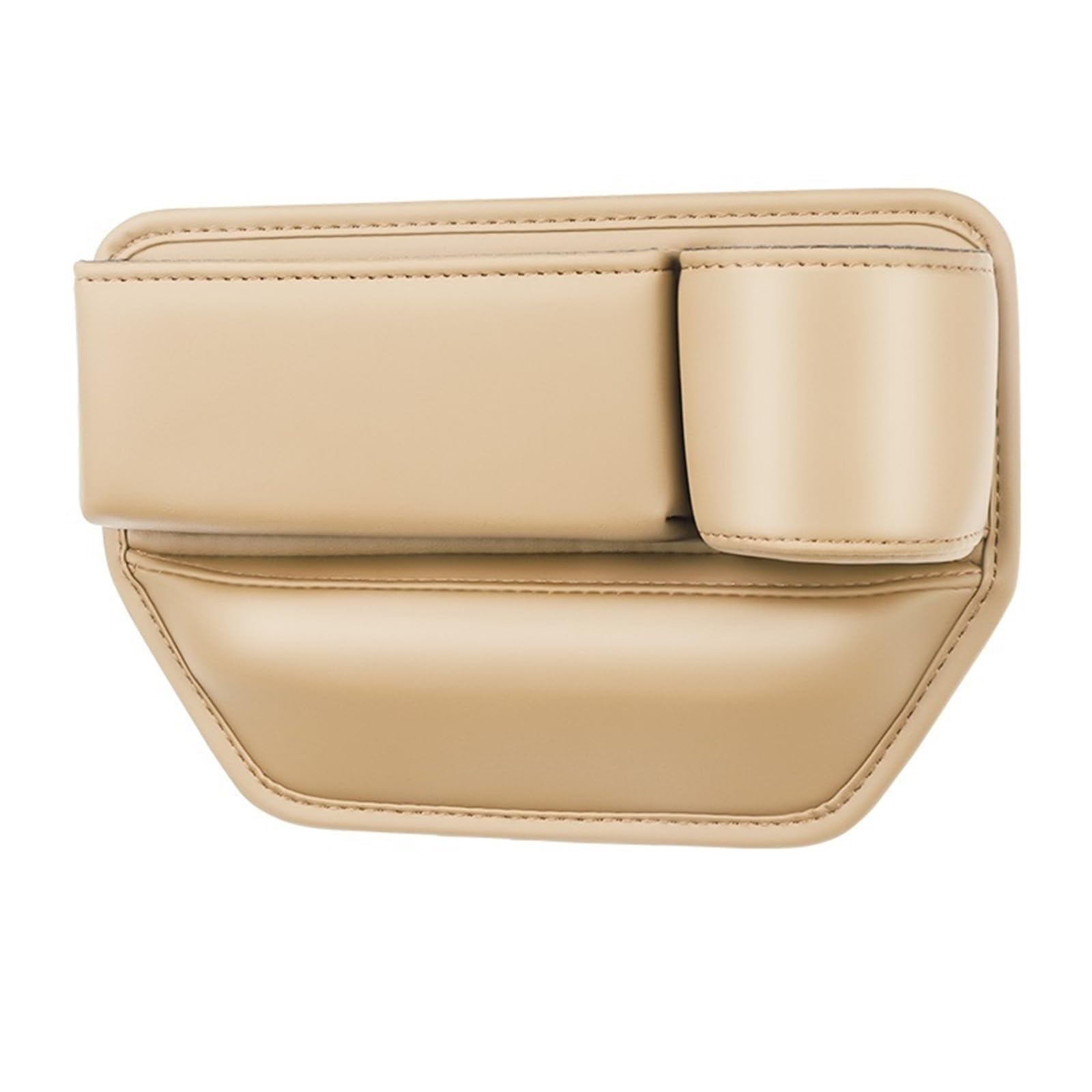 DASJKDI Leather Car Seat Gap Organizer Multifunction Console Crevice Filler Side Storage Box With Cup Holder for car(Beige-Right)