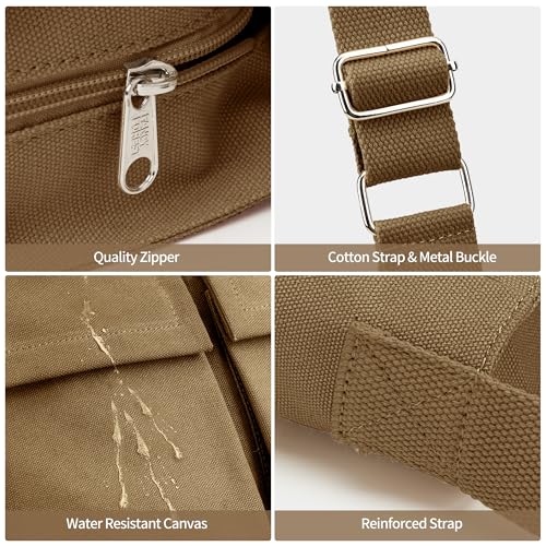 Image of KALIDI Canvas Tote Bag Large Hobo Crossbody Shoulder Handbag Zipper Messenger Bag for Women or Men Casual College Work