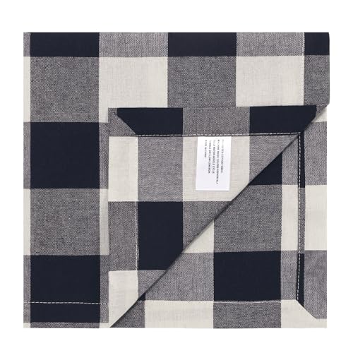 Cotton-Blend-Buffalo-Plaid-Table-Napkins-Set-of-12-18-x-18-Inch-Washable-Dinner-Napkins-Buffalo-Checks-Cloth-Napkins-for-Restaurant-Wedding-Holiday-FarmhouseDark-Navy-and-Cream Cotton Blend Buffalo Plaid Table Napkins Set of 12 18 x 18 Inch Washable Dinner Napkins Buffalo Checks Cloth Napkins for Restaurant Wedding Holiday FarmhouseDark Navy and Cream