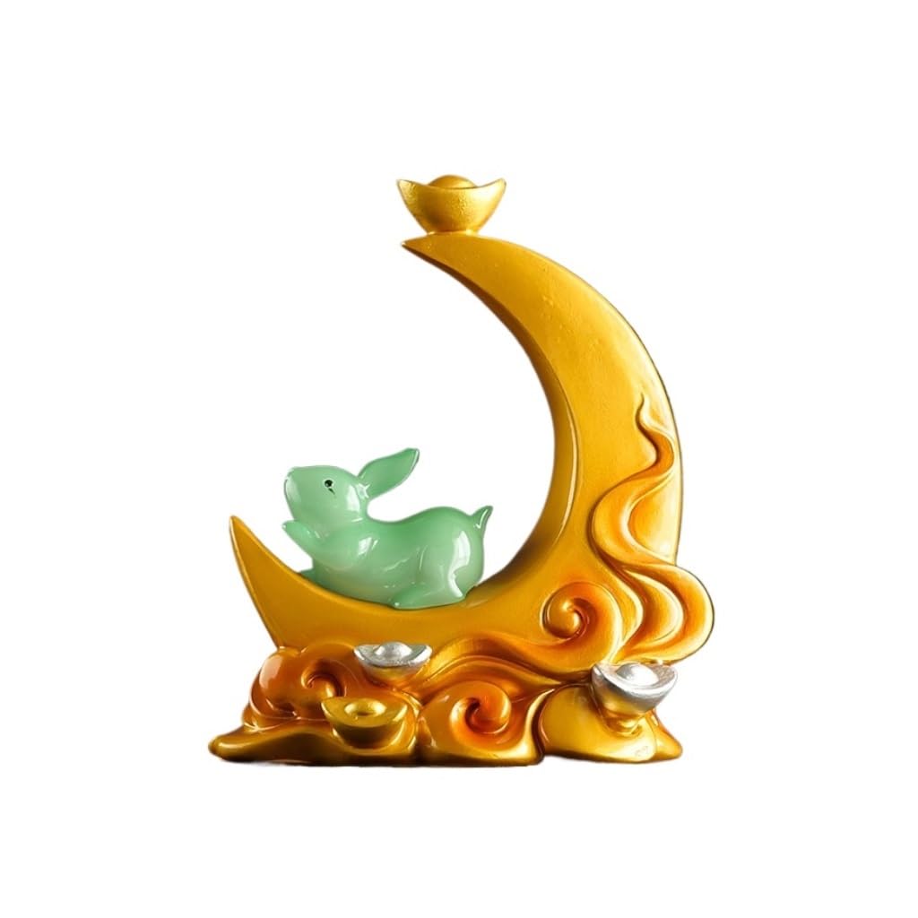 Animal de bureau lapin figurine thé en résine robuste et décoration raffinée de maison