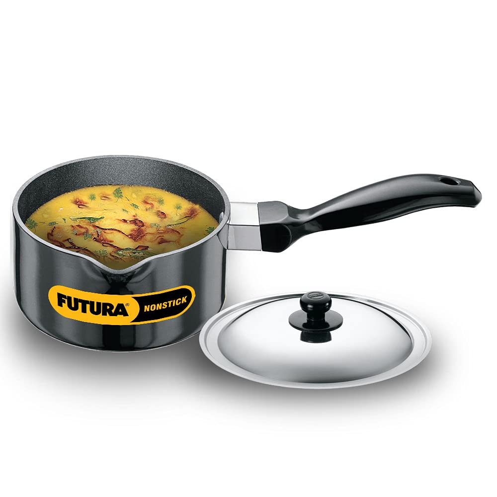 Poêlon antiadhésif avec couvercle en acier FUTURA casserole 1L bec verseur