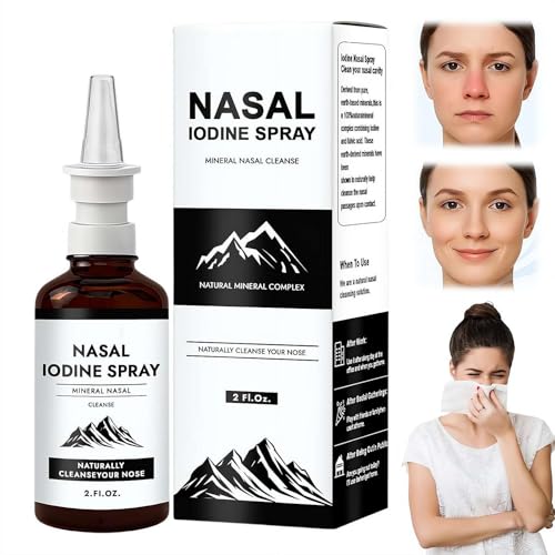 Iodine Nasal Spray, Nasal Iodine Spray with Fulvic Acid, Daily Cleanses & Care Your Nasal Passages, Natural Mineral Nasal Cleanse Care for Dry Air, Travel & Daily Use, 60 ml (1Pcs)