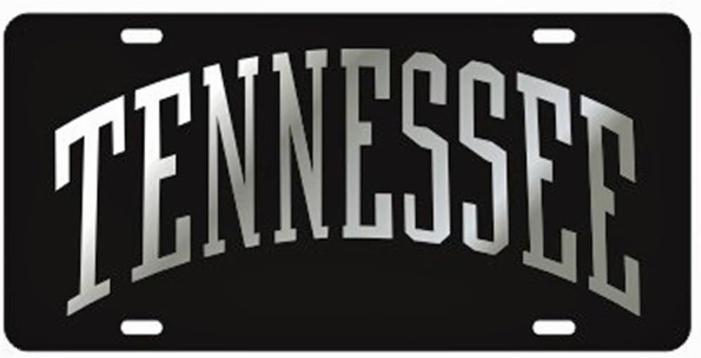 Craftique Tennessee Volunteers Black Arched Tennessee Laser Cut License Plate