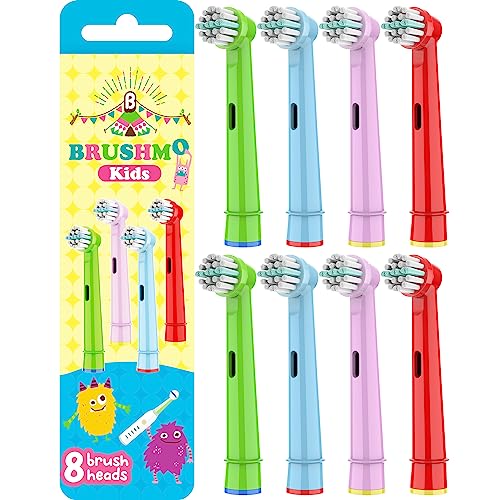 Brushmo Kids Toothbrush Replacement Heads Compatible with Oral B Electric Toothbrush, Soft Bristles and Small Heads for Sensitive Teeth and Gums, 8 Pack