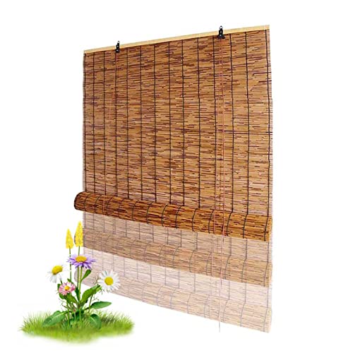Persianas Enrollables De Bambú, Cortinas De Paja Ecológicas con Elevadores, Persianas De Caña Natural Retro, Impermeables y A Prueba De Polvo, para Exteriores y Interiores (A 120×220cm) Cover