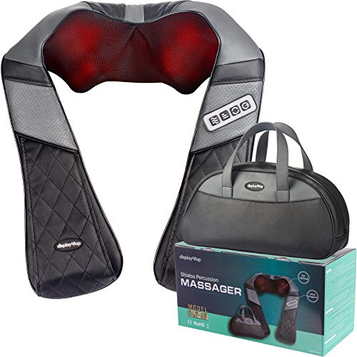 Display4top Masseur à épaule, Peut être utilisé à la maison, au bureau, voiture, peut soulager efficacement les douleurs à l'épaule, au dos, au mollet et autres, Sac à main inclus (noir&Gris)