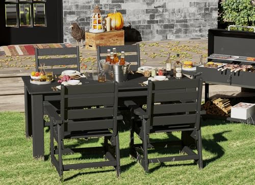 Image of GREENVINES Outdoor Dining Chairs Set of 2 | HDPE | Patio Chair | All-Weather | Black
